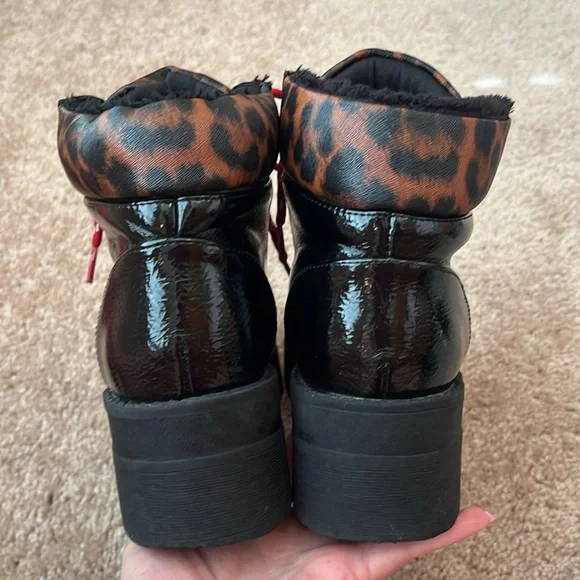 Leopard Shiny Faux Leather Boots - Picture 4 of 7